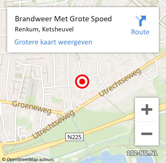 Locatie op kaart van de 112 melding: Brandweer Met Grote Spoed Naar Renkum, Ketsheuvel op 20 oktober 2021 09:53