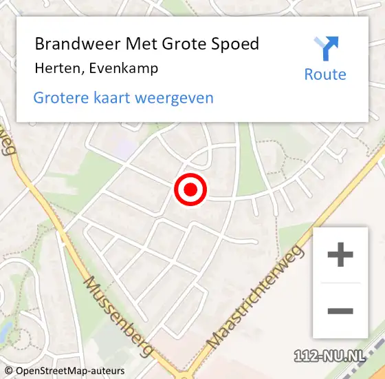 Locatie op kaart van de 112 melding: Brandweer Met Grote Spoed Naar Herten, Evenkamp op 20 oktober 2021 09:59