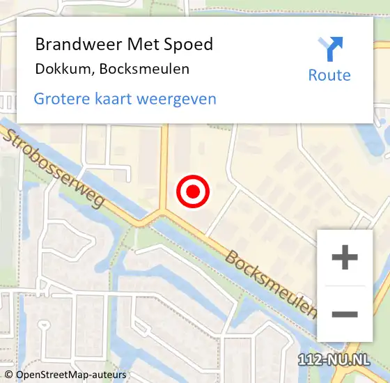 Locatie op kaart van de 112 melding: Brandweer Met Spoed Naar Dokkum, Bocksmeulen op 20 oktober 2021 10:02