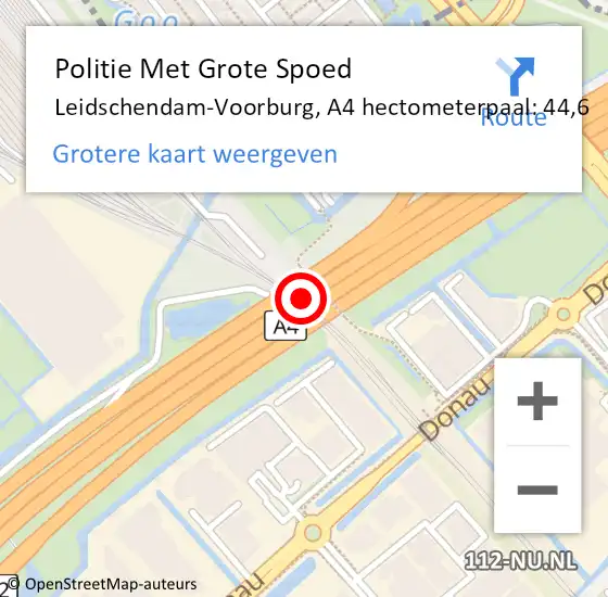 Locatie op kaart van de 112 melding: Politie Met Grote Spoed Naar Leidschendam-Voorburg, A4 hectometerpaal: 44,6 op 20 oktober 2021 10:16