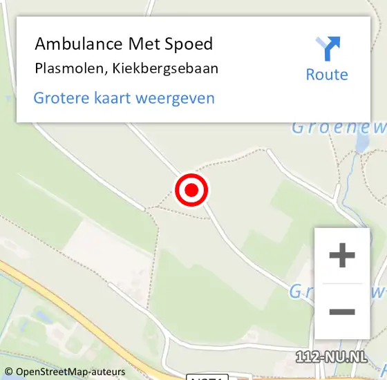 Locatie op kaart van de 112 melding: Ambulance Met Spoed Naar Plasmolen, Kiekbergsebaan op 6 oktober 2013 12:11