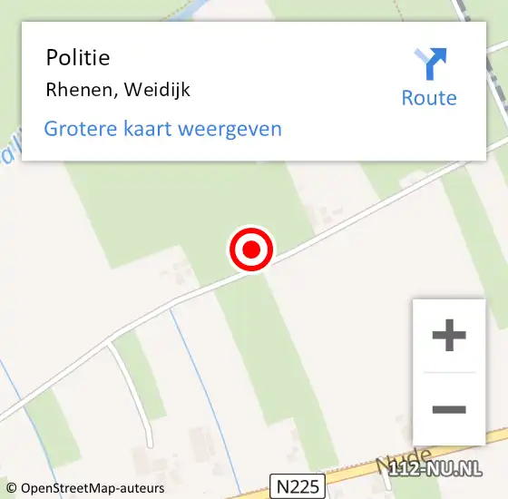 Locatie op kaart van de 112 melding: Politie Rhenen, Weidijk op 20 oktober 2021 11:20