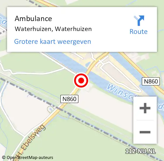 Locatie op kaart van de 112 melding: Ambulance Waterhuizen, Waterhuizen op 20 oktober 2021 11:31