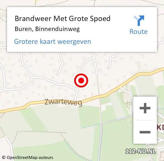 Locatie op kaart van de 112 melding: Brandweer Met Grote Spoed Naar Buren, Binnenduinweg op 20 oktober 2021 11:38