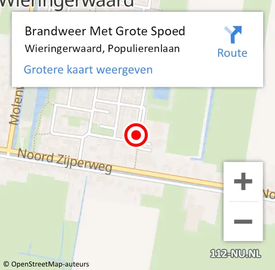 Locatie op kaart van de 112 melding: Brandweer Met Grote Spoed Naar Wieringerwaard, Populierenlaan op 26 juni 2014 15:50