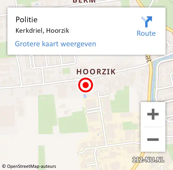 Locatie op kaart van de 112 melding: Politie Kerkdriel, Hoorzik op 20 oktober 2021 11:41