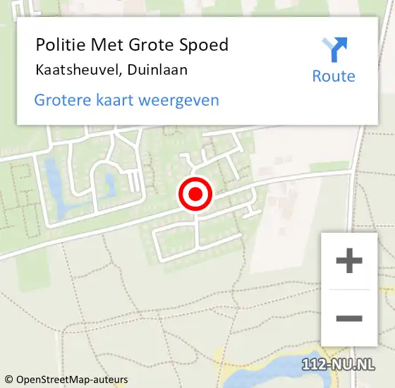 Locatie op kaart van de 112 melding: Politie Met Grote Spoed Naar Kaatsheuvel, Duinlaan op 20 oktober 2021 11:47