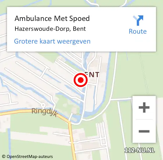 Locatie op kaart van de 112 melding: Ambulance Met Spoed Naar Hazerswoude-Dorp, Bent op 20 oktober 2021 12:09