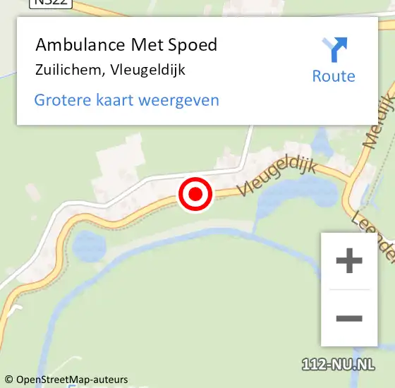 Locatie op kaart van de 112 melding: Ambulance Met Spoed Naar Zuilichem, Vleugeldijk op 20 oktober 2021 12:18