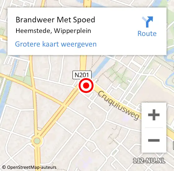 Locatie op kaart van de 112 melding: Brandweer Met Spoed Naar Heemstede, Wipperplein op 20 oktober 2021 12:30