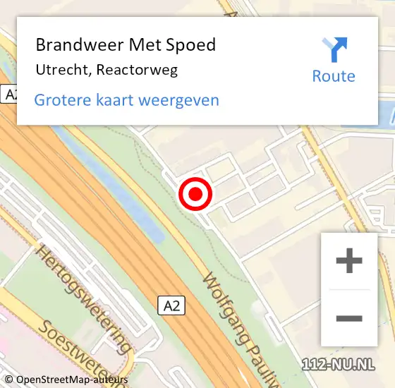 Locatie op kaart van de 112 melding: Brandweer Met Spoed Naar Utrecht, Reactorweg op 20 oktober 2021 12:34