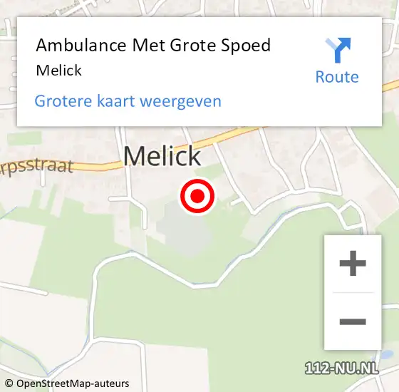 Locatie op kaart van de 112 melding: Ambulance Met Grote Spoed Naar Melick op 20 oktober 2021 12:58