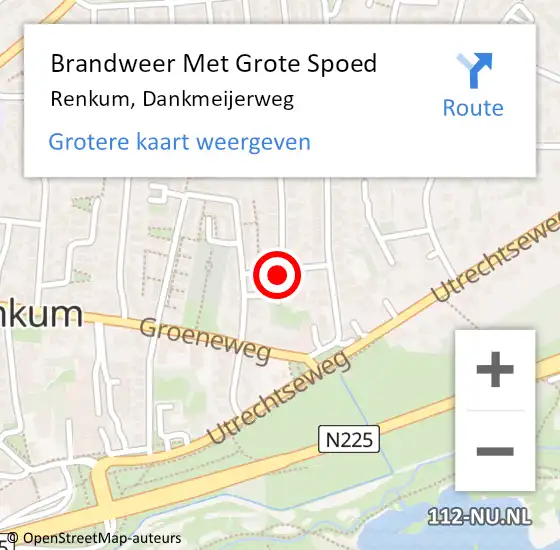 Locatie op kaart van de 112 melding: Brandweer Met Grote Spoed Naar Renkum, Dankmeijerweg op 20 oktober 2021 13:13