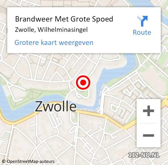 Locatie op kaart van de 112 melding: Brandweer Met Grote Spoed Naar Zwolle, Wilhelminasingel op 26 juni 2014 16:02