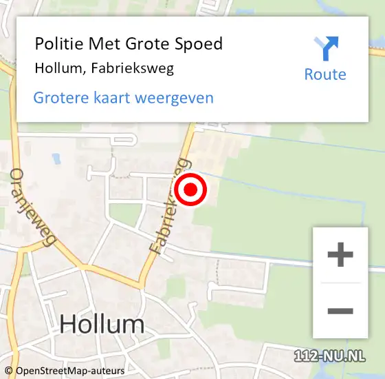 Locatie op kaart van de 112 melding: Politie Met Grote Spoed Naar Hollum, Fabrieksweg op 20 oktober 2021 13:31