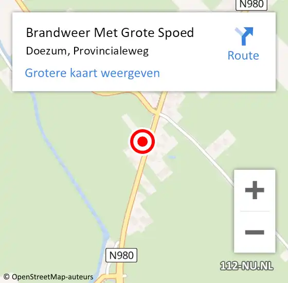 Locatie op kaart van de 112 melding: Brandweer Met Grote Spoed Naar Doezum, Provincialeweg op 20 oktober 2021 13:32