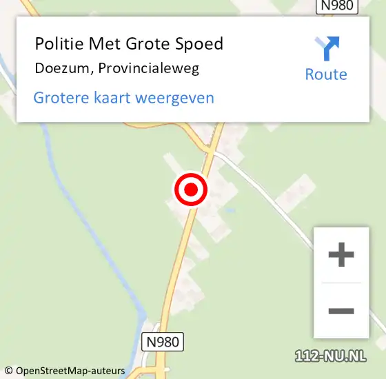 Locatie op kaart van de 112 melding: Politie Met Grote Spoed Naar Doezum, Provincialeweg op 20 oktober 2021 13:37