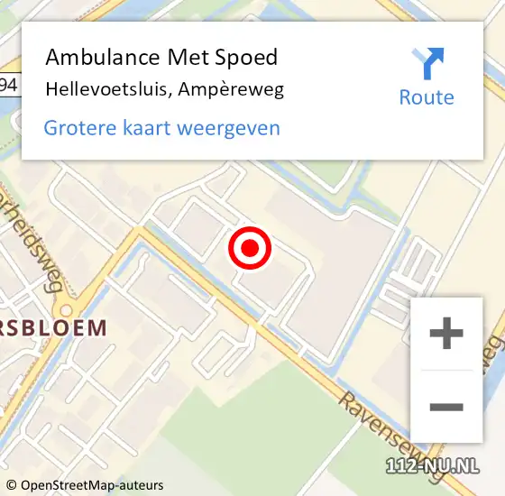 Locatie op kaart van de 112 melding: Ambulance Met Spoed Naar Hellevoetsluis, Ampèreweg op 20 oktober 2021 13:43