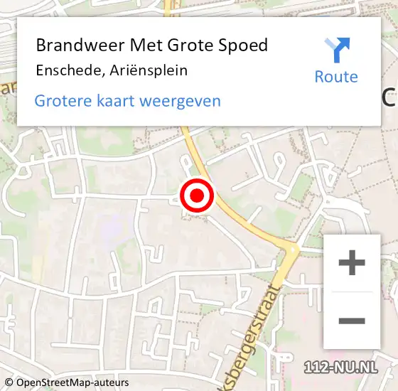 Locatie op kaart van de 112 melding: Brandweer Met Grote Spoed Naar Enschede, Ariënsplein op 20 oktober 2021 14:03