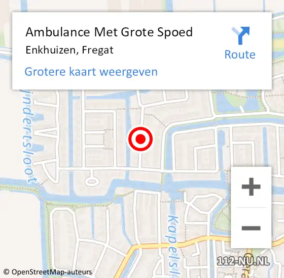 Locatie op kaart van de 112 melding: Ambulance Met Grote Spoed Naar Enkhuizen, Fregat op 20 oktober 2021 14:18