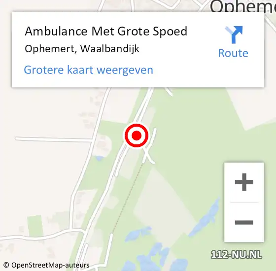 Locatie op kaart van de 112 melding: Ambulance Met Grote Spoed Naar Ophemert, Waalbandijk op 20 oktober 2021 14:31