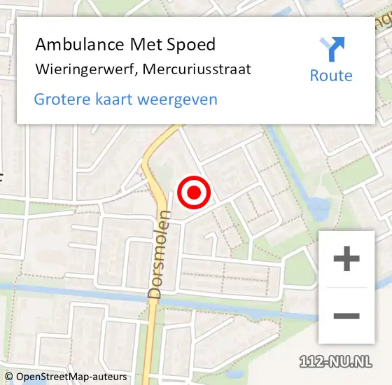 Locatie op kaart van de 112 melding: Ambulance Met Spoed Naar Wieringerwerf, Mercuriusstraat op 20 oktober 2021 15:01