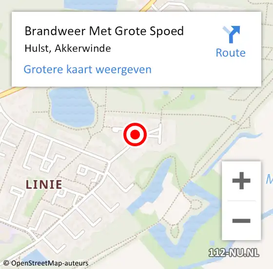 Locatie op kaart van de 112 melding: Brandweer Met Grote Spoed Naar Hulst, Akkerwinde op 20 oktober 2021 15:09