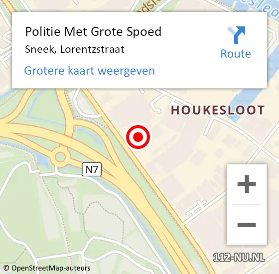 Locatie op kaart van de 112 melding: Politie Met Grote Spoed Naar Sneek, Lorentzstraat op 20 oktober 2021 15:11