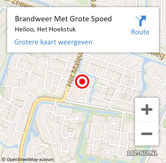 Locatie op kaart van de 112 melding: Brandweer Met Grote Spoed Naar Heiloo, Het Hoekstuk op 20 oktober 2021 15:57