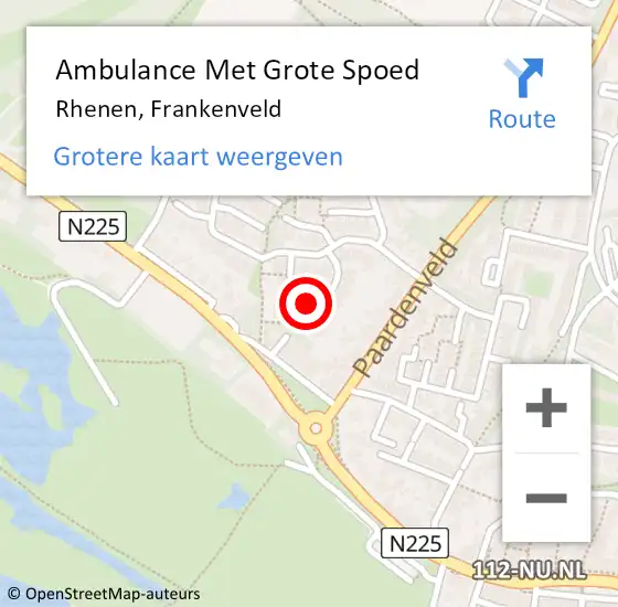 Locatie op kaart van de 112 melding: Ambulance Met Grote Spoed Naar Rhenen, Frankenveld op 20 oktober 2021 15:59