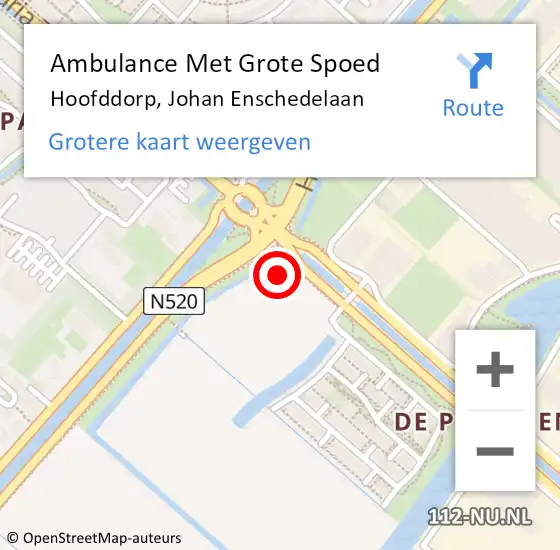 Locatie op kaart van de 112 melding: Ambulance Met Grote Spoed Naar Hoofddorp, Johan Enschedelaan op 20 oktober 2021 16:11