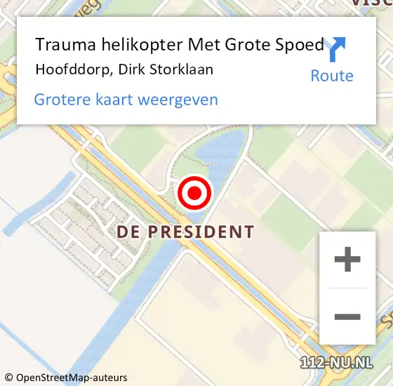 Locatie op kaart van de 112 melding: Trauma helikopter Met Grote Spoed Naar Hoofddorp, Dirk Storklaan op 20 oktober 2021 16:12