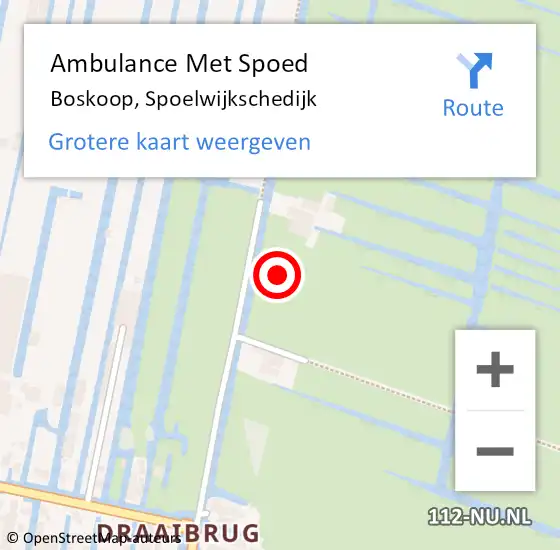 Locatie op kaart van de 112 melding: Ambulance Met Spoed Naar Boskoop, Spoelwijkschedijk op 20 oktober 2021 16:23