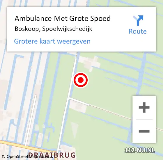 Locatie op kaart van de 112 melding: Ambulance Met Grote Spoed Naar Boskoop, Spoelwijkschedijk op 20 oktober 2021 16:25