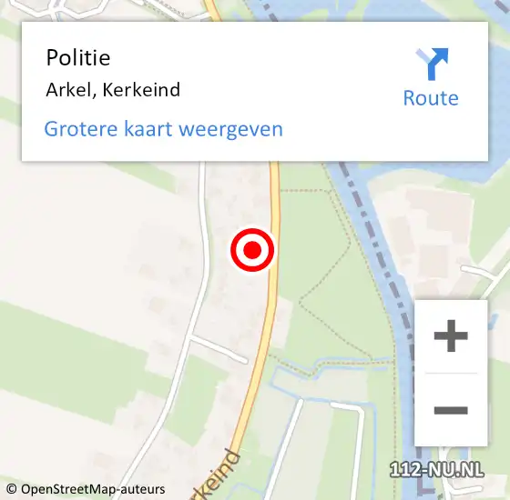Locatie op kaart van de 112 melding: Politie Arkel, Kerkeind op 20 oktober 2021 17:16