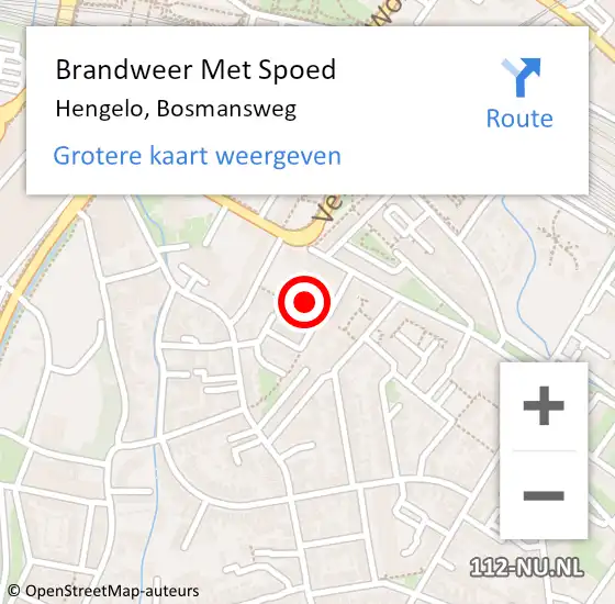 Locatie op kaart van de 112 melding: Brandweer Met Spoed Naar Hengelo, Bosmansweg op 20 oktober 2021 17:30