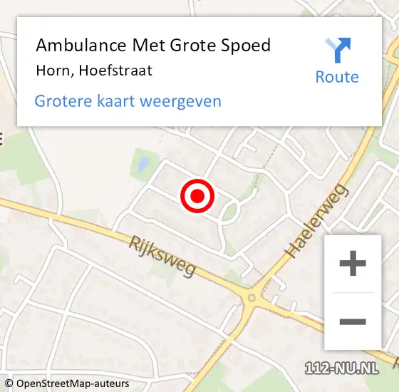 Locatie op kaart van de 112 melding: Ambulance Met Grote Spoed Naar Horn, Hoefstraat op 20 oktober 2021 17:45
