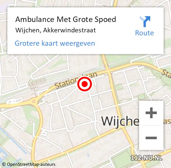 Locatie op kaart van de 112 melding: Ambulance Met Grote Spoed Naar Wijchen, Akkerwindestraat op 20 oktober 2021 18:55