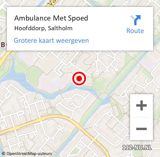 Locatie op kaart van de 112 melding: Ambulance Met Spoed Naar Hoofddorp, Saltholm op 20 oktober 2021 18:57