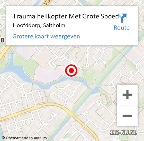 Locatie op kaart van de 112 melding: Trauma helikopter Met Grote Spoed Naar Hoofddorp, Saltholm op 20 oktober 2021 19:00