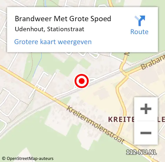 Locatie op kaart van de 112 melding: Brandweer Met Grote Spoed Naar Udenhout, Stationstraat op 20 oktober 2021 19:11