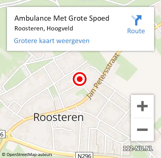 Locatie op kaart van de 112 melding: Ambulance Met Grote Spoed Naar Roosteren, Hoogveld op 20 oktober 2021 20:00