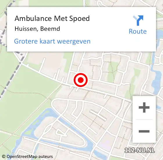 Locatie op kaart van de 112 melding: Ambulance Met Spoed Naar Huissen, Beemd op 20 oktober 2021 20:06