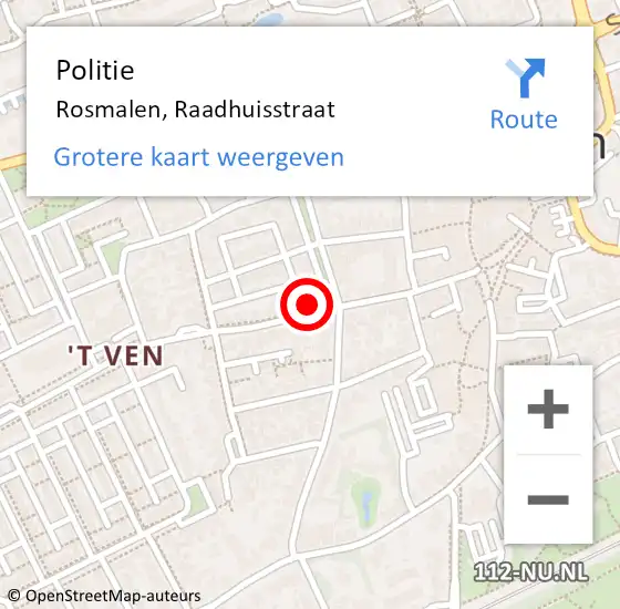 Locatie op kaart van de 112 melding: Politie Rosmalen, Raadhuisstraat op 20 oktober 2021 20:12