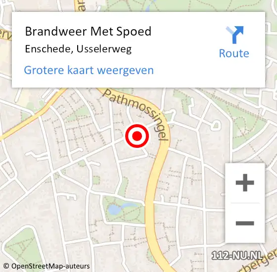 Locatie op kaart van de 112 melding: Brandweer Met Spoed Naar Enschede, Usselerweg op 20 oktober 2021 20:28