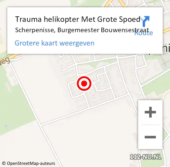 Locatie op kaart van de 112 melding: Trauma helikopter Met Grote Spoed Naar Scherpenisse, Burgemeester Bouwensestraat op 20 oktober 2021 20:51