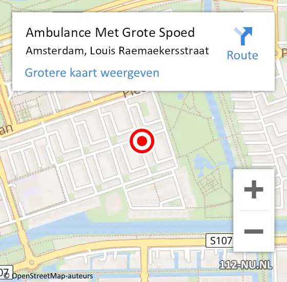 Locatie op kaart van de 112 melding: Ambulance Met Grote Spoed Naar Amsterdam, Louis Raemaekersstraat op 20 oktober 2021 21:22