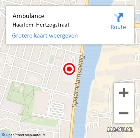 Locatie op kaart van de 112 melding: Ambulance Haarlem, Hertzogstraat op 20 oktober 2021 21:33