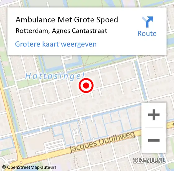 Locatie op kaart van de 112 melding: Ambulance Met Grote Spoed Naar Rotterdam, Agnes Cantastraat op 20 oktober 2021 21:34