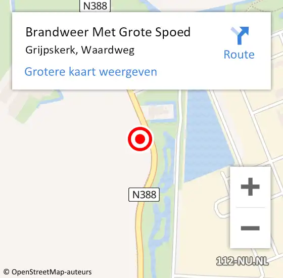 Locatie op kaart van de 112 melding: Brandweer Met Grote Spoed Naar Grijpskerk, Waardweg op 20 oktober 2021 21:40